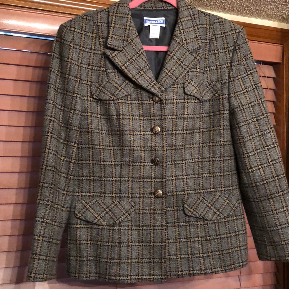 NWOT Pendelton wool windowpane blazer size 12